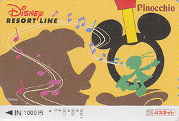 Carte Prépayée JAPON - DISNEY RESORT LINE / Série Ombre Chinoise - PINOCCHIO & MICKEY - JAPAN Prepaid Movie Card - Disney