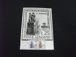 MAXIMUM  CARTOLINA POSTALE Italia XL ANNIVERSARIO ORGANIZZAZIONE INTERNAZIONALE DEL LAVORO 1959 - Timbres (représentations)