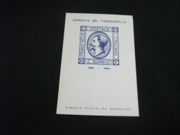 CARTOLINA POSTALE Italia GIORNATA DEL FRANCOBOLLO CIRCOLO BRESCIANO FRANCOBOLLO REGNO RIPRODUZIONE 1963 - Timbres (représentations)