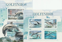 Mozambico - Delfini Dolphins Fari Lighthouse Phares Leuchtturm Set NMH - Phares