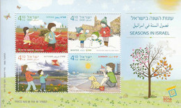 2016 Israel Seasons Kites Snowman Souvenir Sheet MNH  @ BELOW FACE VALUE - Usati (senza Tab)