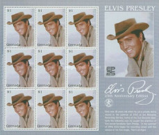 Grenada, 2002, Mi 5006, 25th Anniversary Of The Death Of Elvis Presley, Sheet Of 9, MNH - Elvis Presley