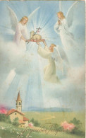 FÊTES ET VOEUX - Joyeuses Pâques - Des Anges Emmenant Un Agneau Vers Le Ciel - Eglise - Carte Postale Ancienne - Pascua