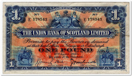 SCOTLAND,THE UNION BANK OF SCOTLAND,1 POUND,1930,P.S815b,F-VF,MICRO CUT - 1 Pound