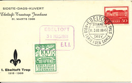 Denmark Last-Day Cover 31-3-1968 EBELTOFT-TRUSTRUP RAILWAY With Railway Seal & Cancel And SCOUT Cachet - Brieven En Documenten