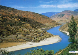 BHUTAN Mochu River Wangdi Phodrang Himalayan MapHouse Nepal Picture Postcard BHOUTAN - Bután