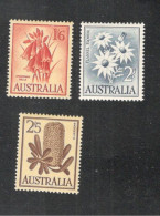 AUSTRALIA....1959-62:Michel298-9,301  FLOWERS(definitive)mnh** - Neufs