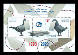 Slovakia 2023 Mih. 1002 (Bl.62) Czech Post And Slovak Post. Birds. Pigeons (joint Issue Slovakia-Czechia) MNH ** - Nuovi