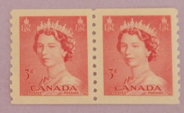 CANADA PAIRE DE 2 X YT 262aA  NEUF**MNH"ELISABETH II" ANNÉE 1953 DENTELE 9,5 VERTICALEMENT - Ongebruikt