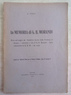 Alessandro Viglio In Memoria Di G.B. Morandi Note Sull'origine Del Bollettino Storico Della Provincia Di Novara 1915 - Historia Biografía, Filosofía