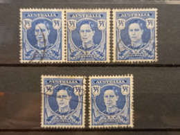 FRANCOBOLLI STAMPS AUSTRALIA AUSTRALIAN 1942 USED SERIE RE GIORGIO REGINA ELISABETTA KING QUEEN ELIZABETH OBLITERE' - Used Stamps
