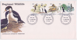 Regional Wildlife, Elephant Seal, Sooty Albatross, Royal Penguin, Antarctic Prion, Birds, Bird, Animal, Australia FDC - Pingouins & Manchots