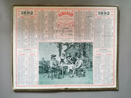 Calendrier Almanach Des Postes 1892 Année Bissextile Repos Sous La Treille Tableau De Detti - Formato Grande : ...-1900