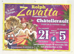 Publicité, Cirque Rolph ZAVATTA , 86, Châtellerault, 150 X 105 Mm, Frais Fr 1.65 E - Publicités