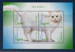 Turquie, Yv 2841, 2842, 2843, 2844, Mi BL 33, **, Chat Turc De Van, - Blocks & Sheetlets