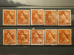 FRANCOBOLLI STAMPS AUSTRALIA AUSTRALIAN 1953 USED SERIE  REGINA QUEEN ELIZABETH ELISABETTA 10 PZ OBLITERE' - Used Stamps