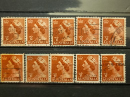 FRANCOBOLLI STAMPS AUSTRALIA AUSTRALIAN 1953 USED SERIE  REGINA QUEEN ELIZABETH ELISABETTA 10 PZ OBLITERE' - Oblitérés