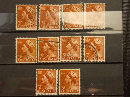 FRANCOBOLLI STAMPS AUSTRALIA AUSTRALIAN 1953 USED SERIE  REGINA QUEEN ELIZABETH ELISABETTA 10 PZ OBLITERE' - Oblitérés