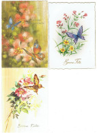 Lot 3 Cpm - Papillon - Illustration - Fleurs Bonne Fête - - Papillons