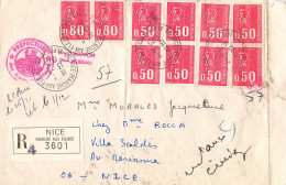 LETTRE. 13 11 75. RECOMMANDE NICE. 5,60Fr MULTIPLE MARIANNE DE BEQUET - 1971-1976 Marianne Van Béquet