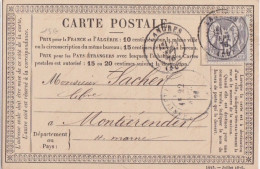 C Carte Précurseur (1443 - Juillet 1876) Obl. Langres Le 21 Sept 76 Sur 15c Gris Sage T I N° 66 Pour Montiérender + VU - Cartes Précurseurs