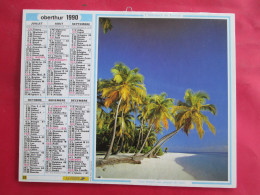 CALENDRIER ALMANACH 1990 PLAGE FEMME SUR PADDLE OBERTHUR - Grossformat : 1981-90