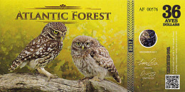 Atlantic Forest 36 Aves Dollars UNC 2017 Chouette Athena - Fictifs & Spécimens