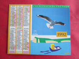 CALENDRIER ALMANACH 1992 MOUETTE EN VOL ROCHER DANS L'EAU  OBERTHUR - Tamaño Grande : 1991-00