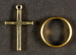 GOLD RING + GOLD CROSS The Ring 22ct Size K (2.8g), The Cross 27mmx16mm 9ct (2.1g)Â  - Altri & Non Classificati