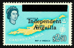 1967 $2.50 Map Of Anguilla Overprinted 'Independent Anguilla', SG 15, Never Hinged Mint. Rare, With Only 225 Printed. Ca - Anguilla (1968-...)