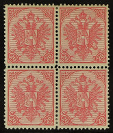 1900-01 20h Pink Perf 12Â½, Michel 16x A (SG 156), Fine Mint Block Of Four. Cat â‚¬2200. - Bosnien-Herzegowina
