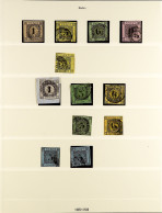 BADEN 1850 - 1868 USED COLLECTION On Pages, Note 1851-52 & 1853-58 Sets With Extra Shades, 1860-61 Set To 6k (2) & 9k, 1 - Sonstige & Ohne Zuordnung