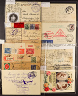 COVERS Group Of 31 Selected Items (2 Are Miniature Sheets), Chiefly 1890's - 1940's, Includes Zeppelin Flights, POW Camp - Other & Unclassified