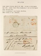 1853 (March) Entire Letter From Calcutta To Birmingham, Showing Framed 'INDIA' In Red. - Andere & Zonder Classificatie