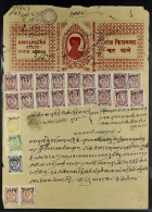 KISHANGARH A Group Of 9 Exceptional Stamped Papers With Premium Frankings Of Revenue Stamps Or Postage Stamps Used For R - Other & Unclassified