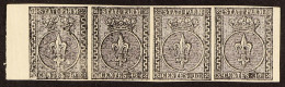 PARMA 1852 10c Black On White, Sassone 2, Mint Strip Of Four With Full Margins, Sheet Margin At Left And First Stamp Wit - Ohne Zuordnung