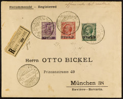 CONSTANTINOPLE 1908 (5 Jul) Envelope Registered To Germany, Bearing 1907 10pa, 20pa & 80pa (Sassone 10-12) 3-colour Fran - Otros & Sin Clasificación