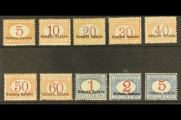 SOMALIA POSTAGE DUES 1920 Overprinted At Bottom Complete Set, Sassone 23/32 (SG D39/48), Fine Mint. Rare, Cat â‚¬2500 (1 - Other & Unclassified
