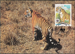 WWF 1984 Postes Lao Tiger Maximumkarte MK/MC - Cartes-maximum