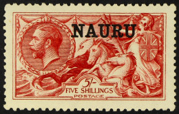 1916-23 5s Bright Carmine Seahorse, De La Rue Printing, SG 22, Never Hinged Mint, Cat. Â£120 As Hinged. - Nauru