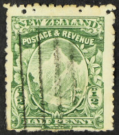 1902 Â½d Green Unwatermarked With Mixed Perfs, SG 298 (CP F3e, NZ$600), Used With Light Roller Pmk. Very Scarce, Cat Â£3 - Autres & Non Classés