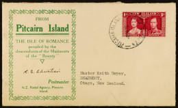 NEW ZEALAND USED IN 1937 (8 Oct) Cover Addressed To New Zealand, Bearing 1d Coronation Tied By 'Pitcairn Island' Cds, SG - Pitcairneilanden