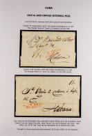 CUBA 1825 - 1841 Collection Of Entire Letters / Covers Written Up On Pages, Showing Various Straight-line Town Postmarks - Sonstige & Ohne Zuordnung