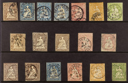 1854-62 Imperf 'Strubel' Classics Used, All Values To 40r, On Thick & Thin Papers With Various Coloured Threads, Cat Â£2 - Otros & Sin Clasificación