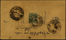1912 Env Sent Internally Bearing 1/6t Green Imperf (SG 1A) Tied By 'Gyantse' Negative Circular Cancellation With Transit - Tibet