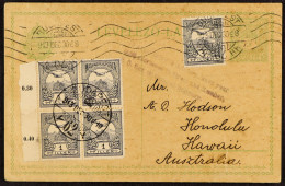 POSSESSIONS - HAWAII Incoming Mail: 1930 (13 Dec) Hungarian 5f Postal Card Uprated With 5x 1f Slate Stamps, Sent To 'Haw - Altri & Non Classificati