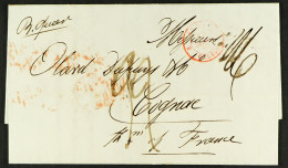 STAMP - SOUTHAMPTON SHIP LETTER 1840 (1st August) A Letter From New York To Cognac, France, Via Southampton, Carried By  - ...-1840 Precursori