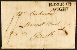 STAMP - ISLE OF WIGHT C. 1792 A Letter From Ryde, I. Of W., To Bath, Charged A Shilling With Two-line â€˜R.ISLE OF / WIG - ...-1840 Precursori