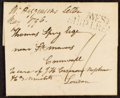 STAMP - ISLE OF WIGHT SHIP LETTER 1796 (2nd May) A Letter Dated 2nd May 1796 From Boston, Mass., To St. Mawes, Via Cowes - ...-1840 Precursores