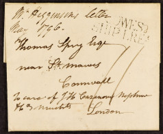 STAMP - ISLE OF WIGHT SHIP LETTER 1796 (2nd May) A Letter Dated 2nd May 1796 From Boston, Mass., To St. Mawes, Via Cowes - ...-1840 Vorläufer